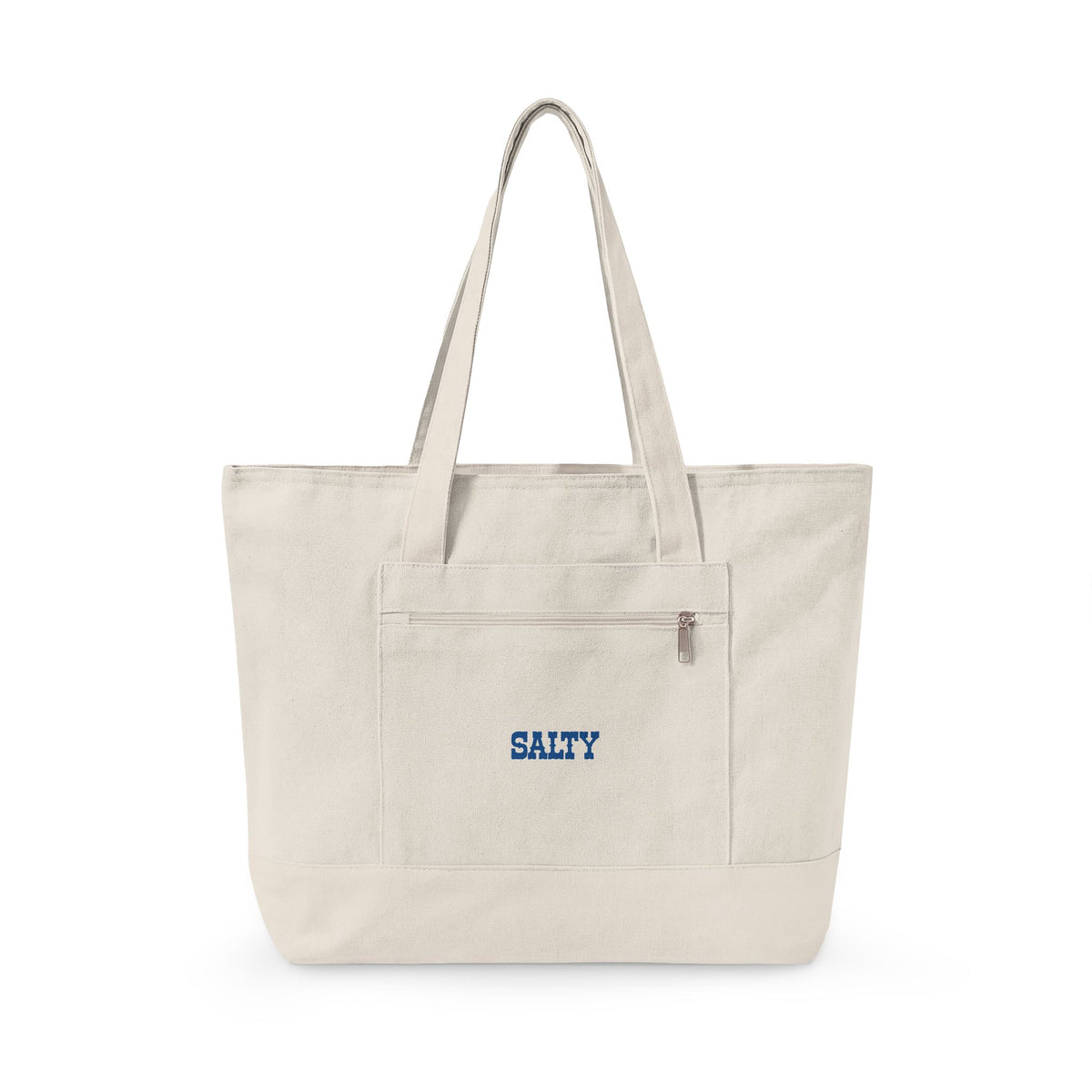 Embroidered 'Salty' Zippered Canvas Tote Bag